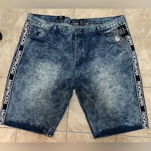 Rocawear Men's Distressed Indigo Jean Shorts NWT Y2K Jorts Big and Tall
